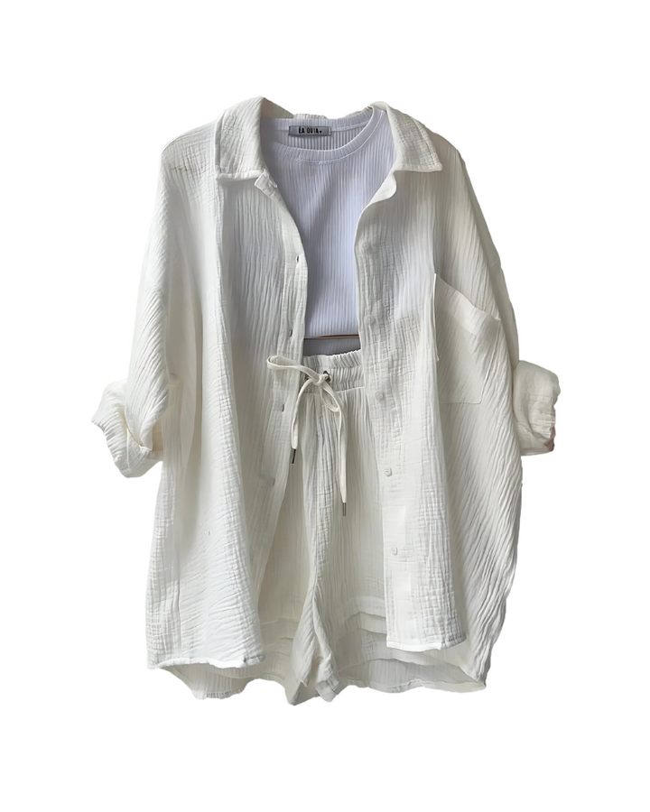 Maylee | Cotton Button-Up Shorts Set