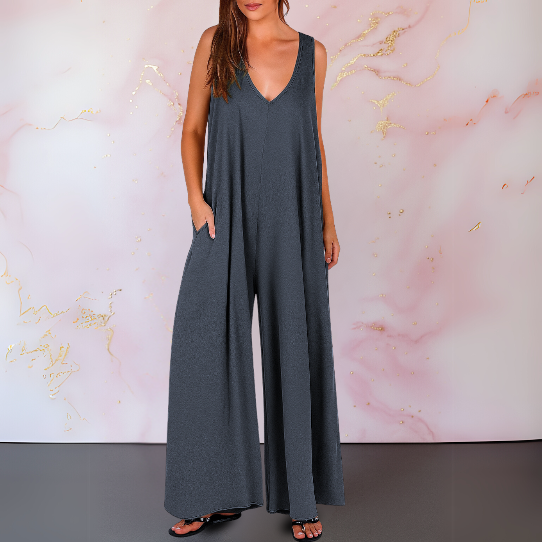 Wendy | V-Neck Jumpsuit with Wide-Leg Fit