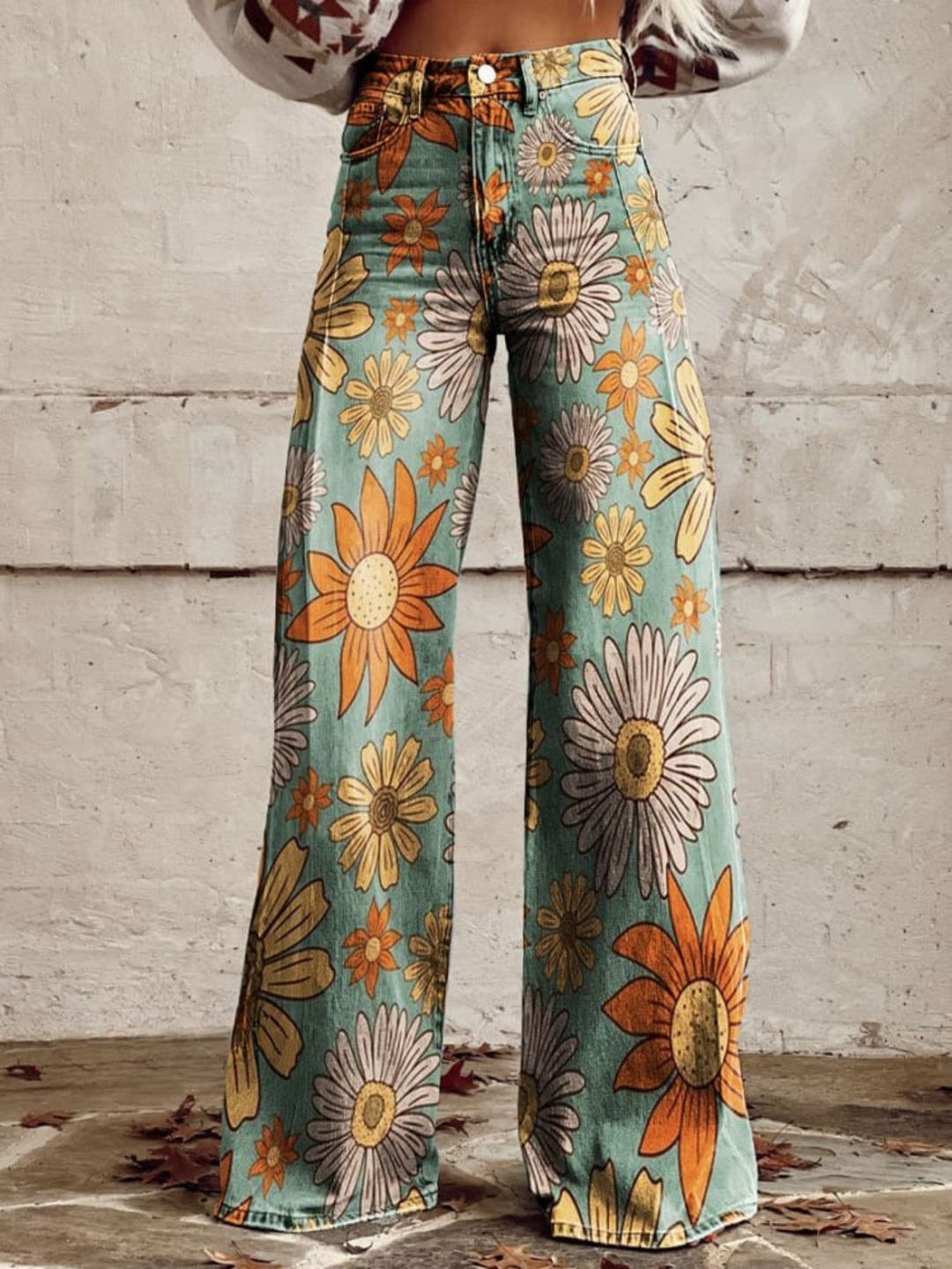 Scarlett™ - Vintage Floral Print Wide Leg Pants