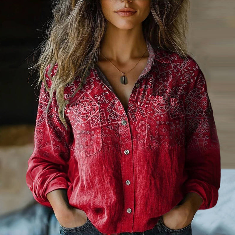 Monica | Vintage Printed Spring Blouse