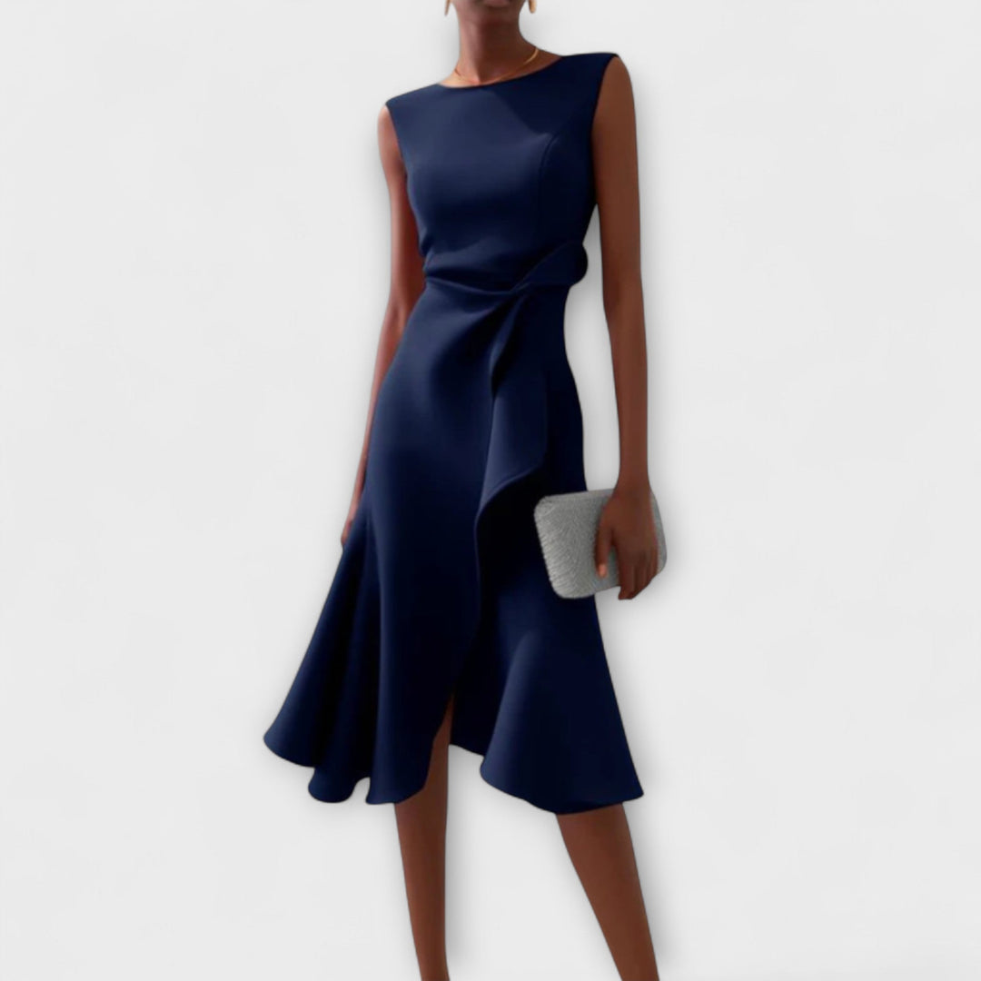Juliette | Draped Asymmetric Midi Dress