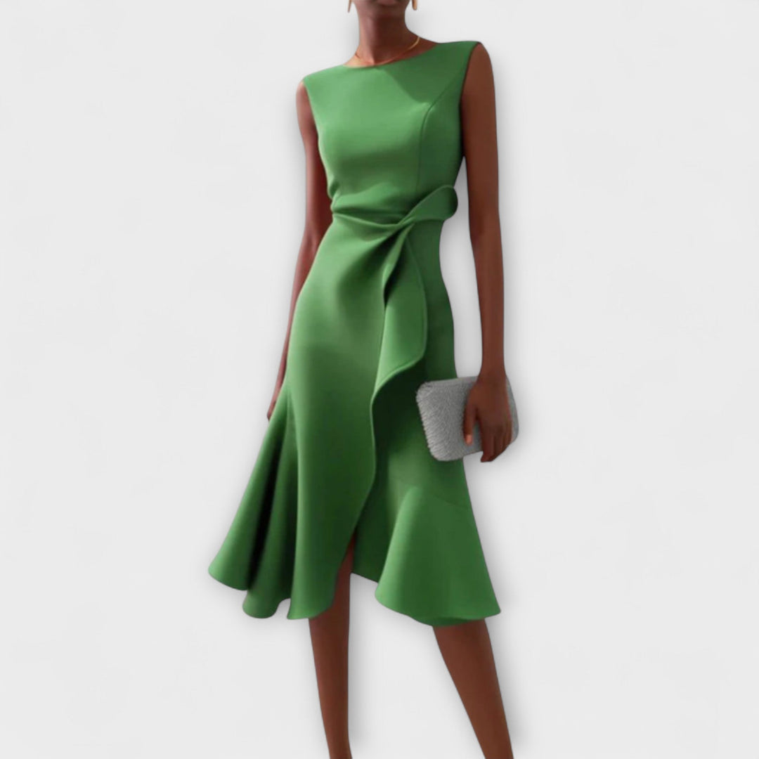 Juliette | Draped Asymmetric Midi Dress