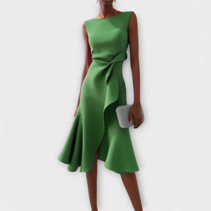 Juliette | Draped Asymmetric Midi Dress