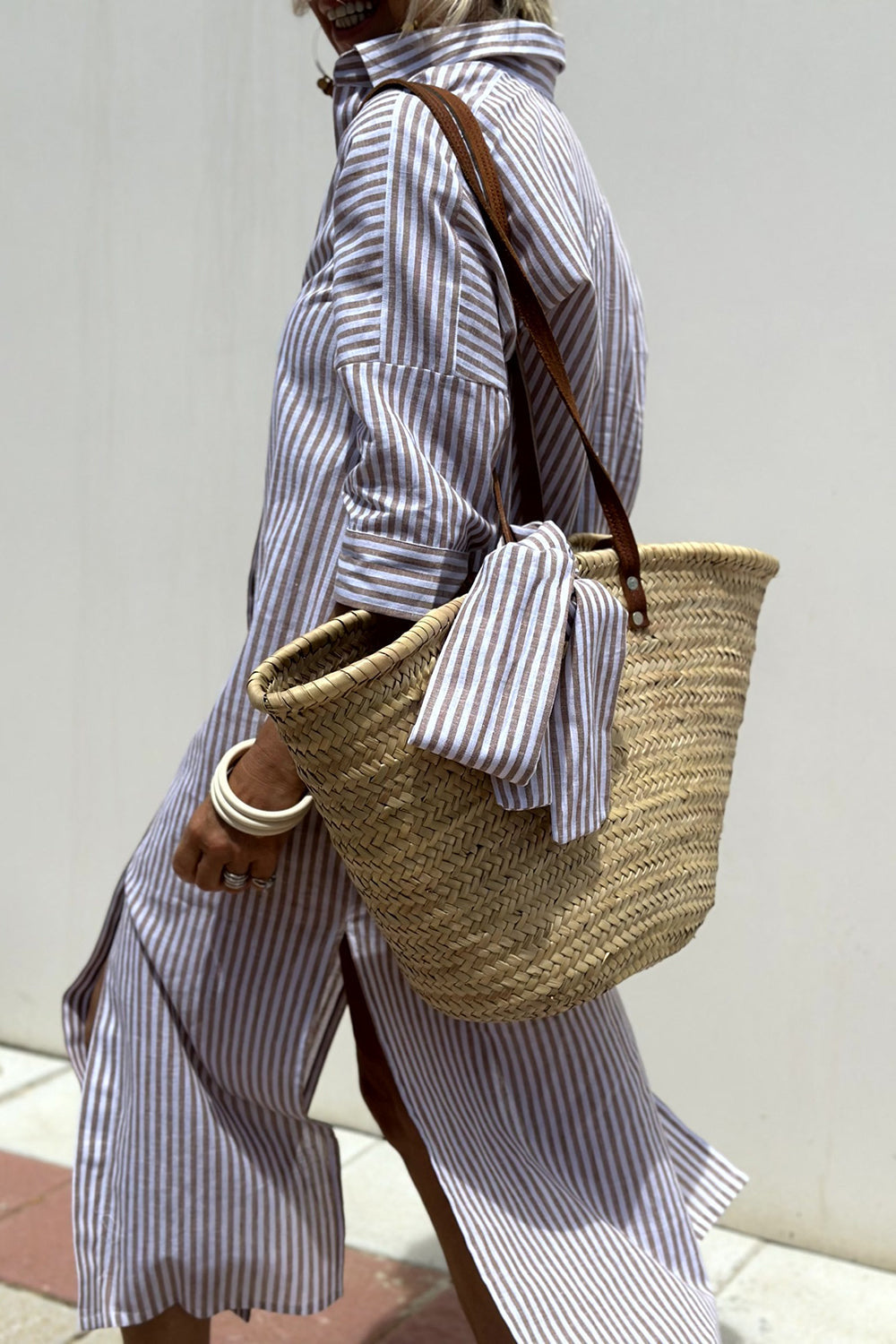Janette | Elegant Striped Shirt Dress