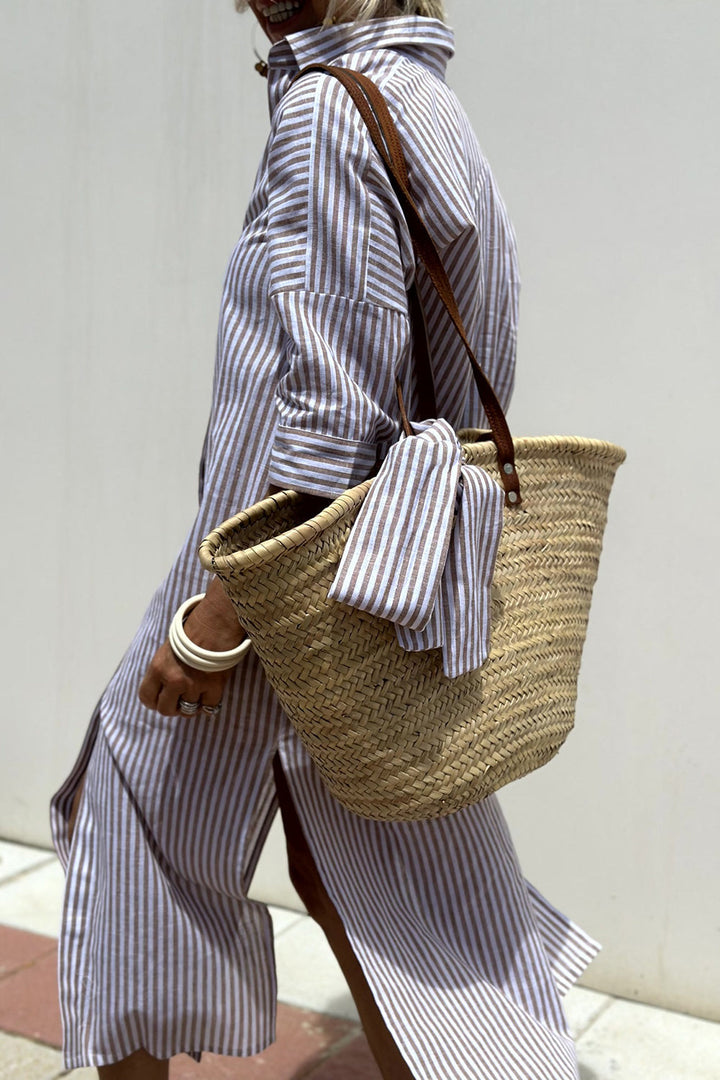 Janette | Elegant Striped Shirt Dress