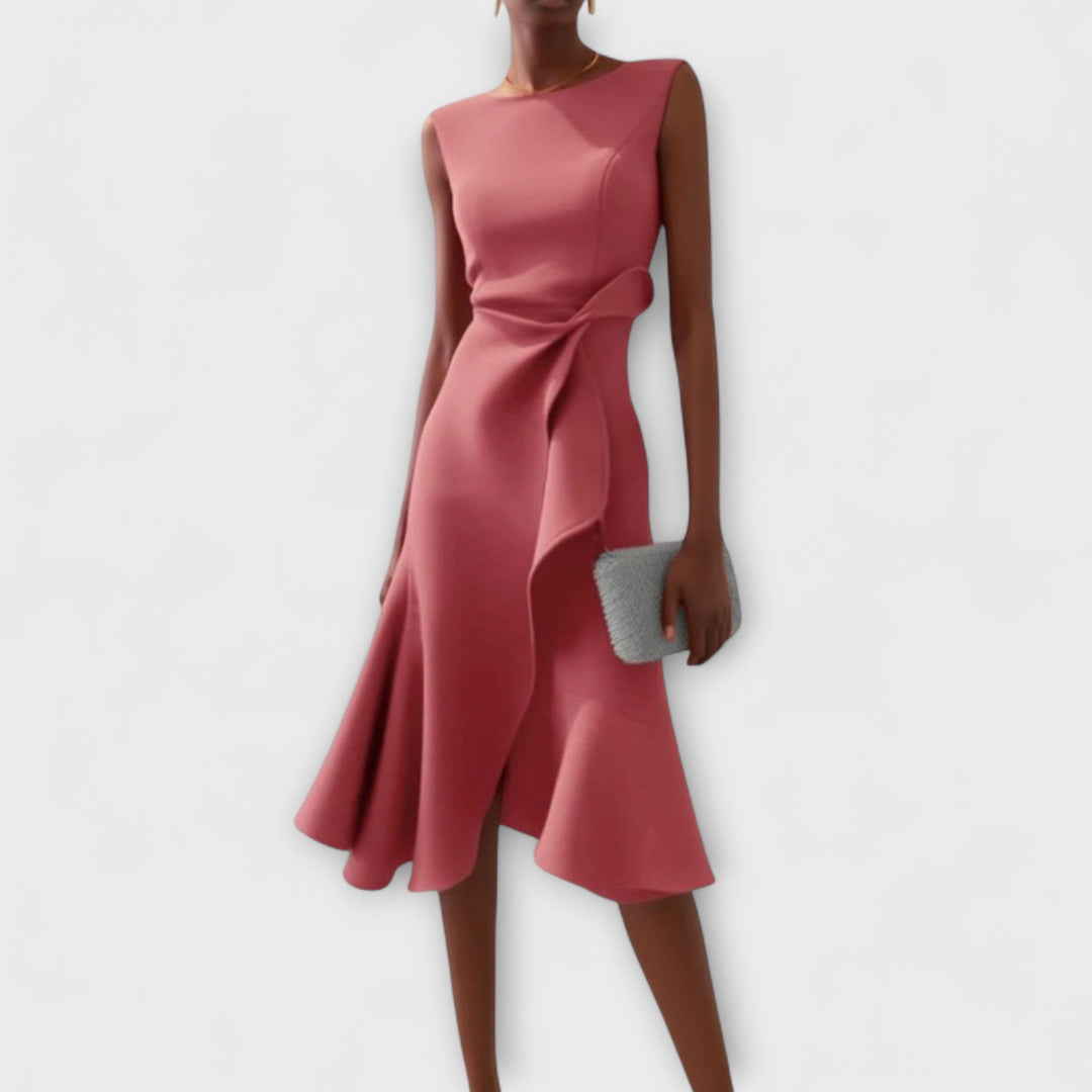 Juliette | Draped Asymmetric Midi Dress