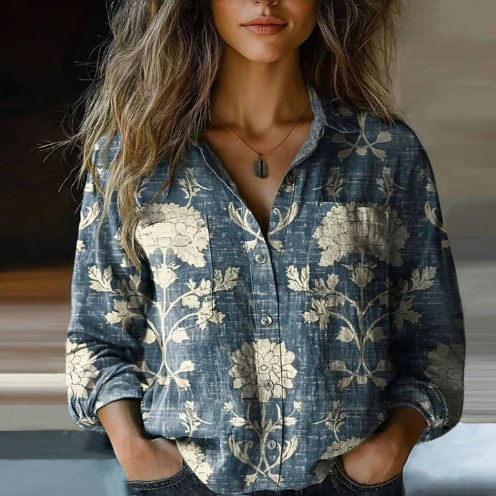 Monica | Vintage Printed Spring Blouse