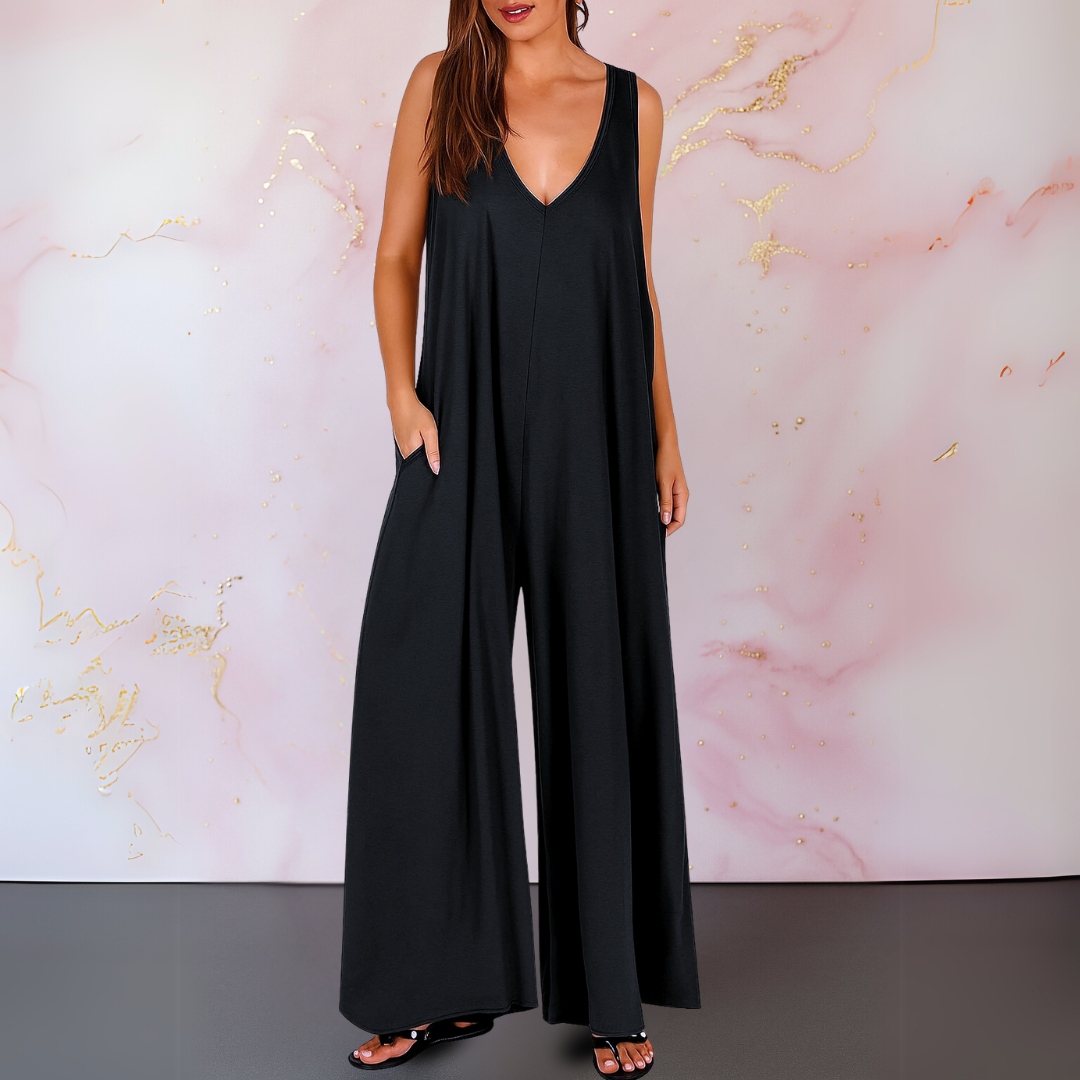 Wendy | V-Neck Jumpsuit with Wide-Leg Fit