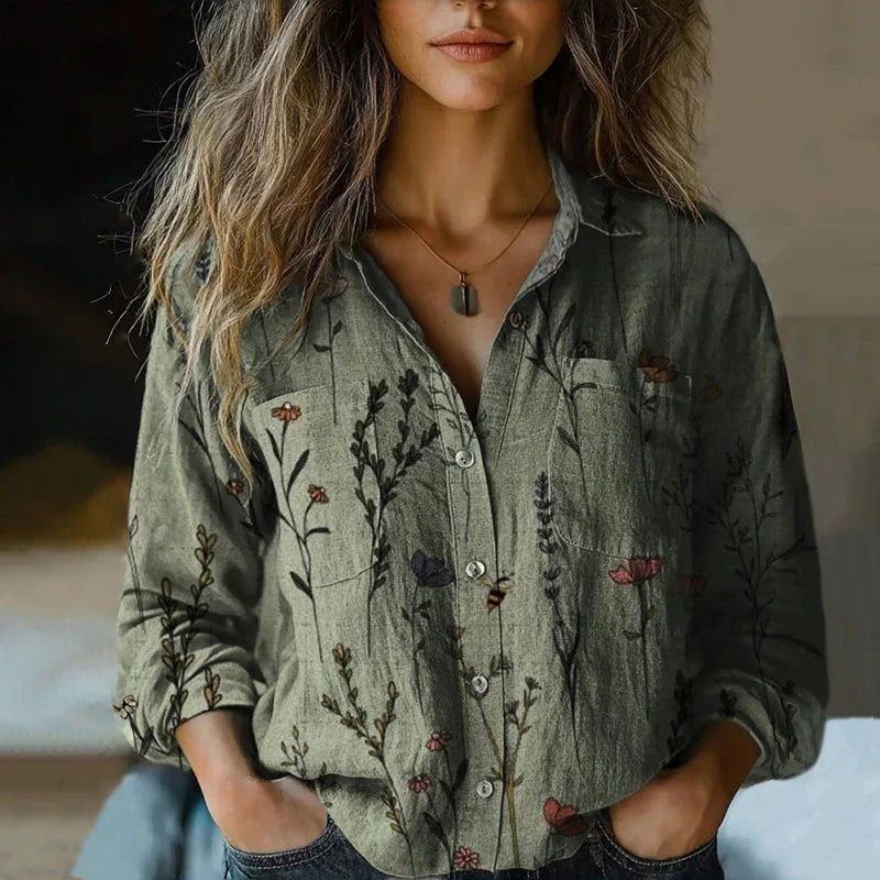 Monica | Vintage Printed Spring Blouse