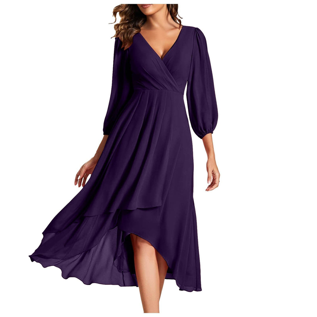MIA – V-neck Dress with Asymmetrical Hem