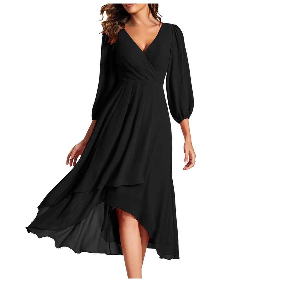 MIA – V-neck Dress with Asymmetrical Hem