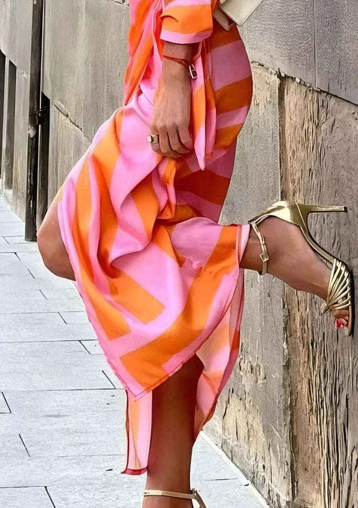 Olivia | Printed Waist-Cinching Shirt Dress