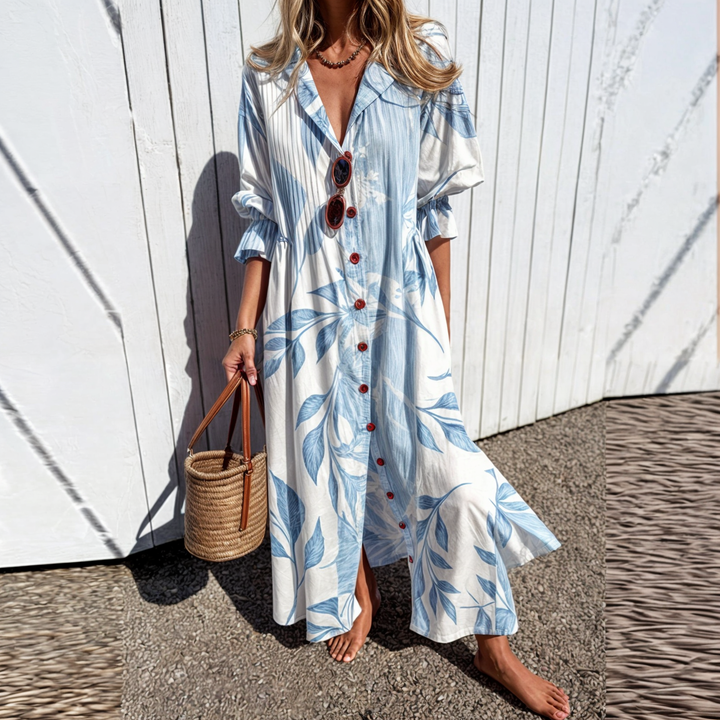 Odessa | Floral Dress with Buttons and Maxi Length