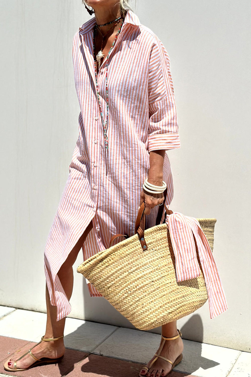 Janette | Elegant Striped Shirt Dress