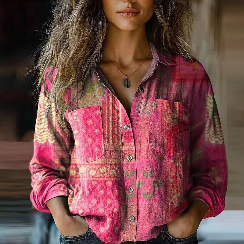 Monica | Vintage Printed Spring Blouse