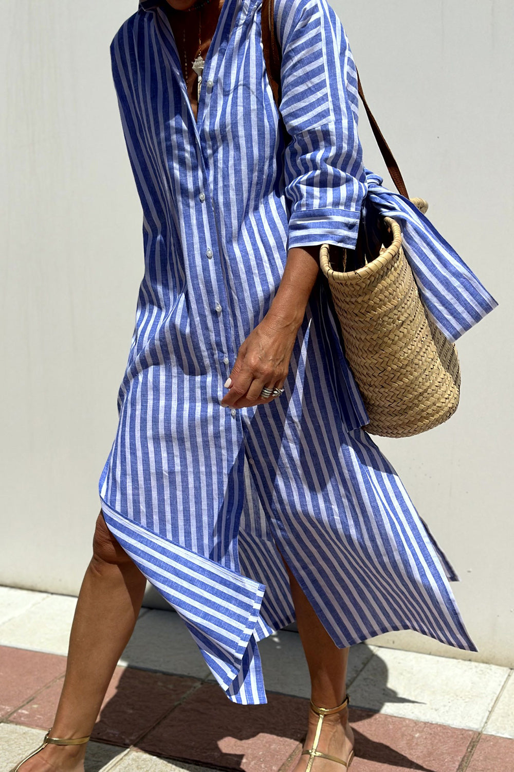 Janette | Elegant Striped Shirt Dress