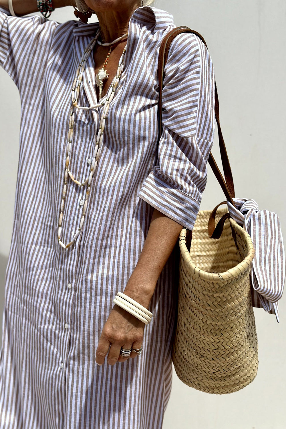 Janette | Elegant Striped Shirt Dress