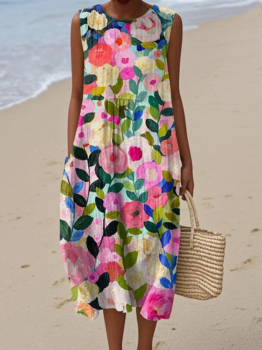 Floraine™ | Sleeveless Floral Dress